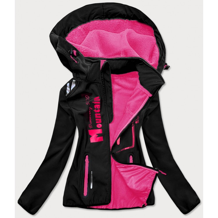 Dámska krátka softshellová bunda čierno-ružová  (HH030-1)