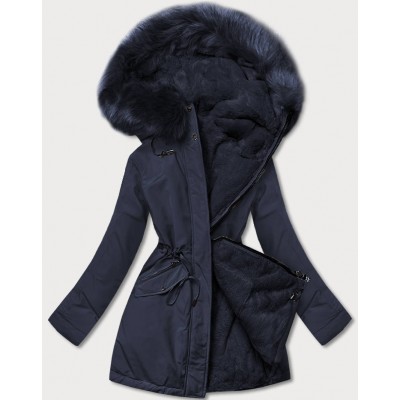 Teplá dámska zimnú bunda tmavomodrá (W610)