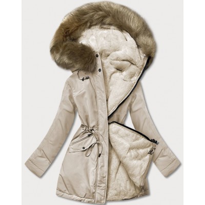 Teplá dámska zimnú bunda béžová (W610)