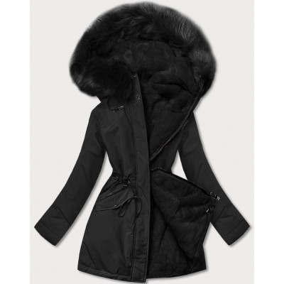 Teplá dámska zimnú bunda čierna  (W610)