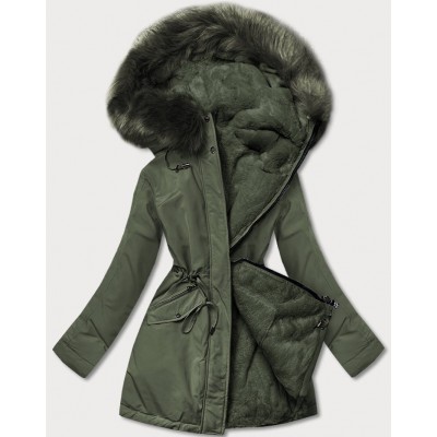 Teplá dámska zimnú bunda khaki (W610)
