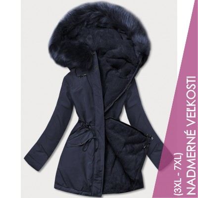 Teplá dámska zimnú bunda tmavomodrá (W610BIG)