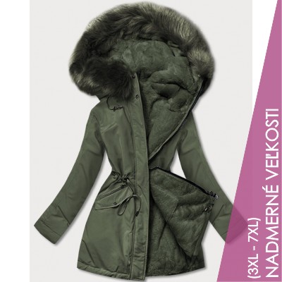 Teplá dámska zimnú bunda khaki (W610BIG)