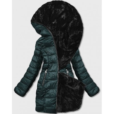 Obojstranná zimná bunda tmavozelená (B8052-10)