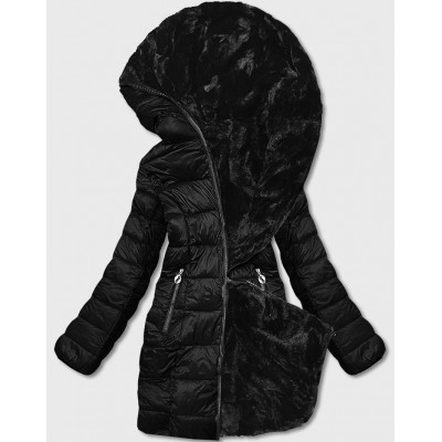 Obojstranná zimná bunda čierna (B8052-1)