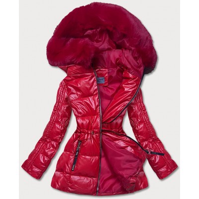 Metalická dámska zimná bunda červená (B8029-4)