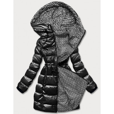 Dámska obojstranná zimná bunda čierna (B8070-1)