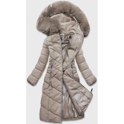 Dámska dlhá zimná bunda béžová (B8075-46)
