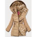 Dámska zimná bunda s kapucňou piesočná  (M-21003)
