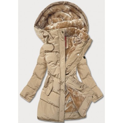Prešívaná dámska zimná bunda piesočná (2M-963)