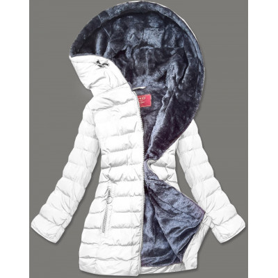 Dámska zimná bunda s kožušinou biela (M-13)