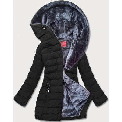 Dámska zimná bunda s kožušinou čierna (M-13)