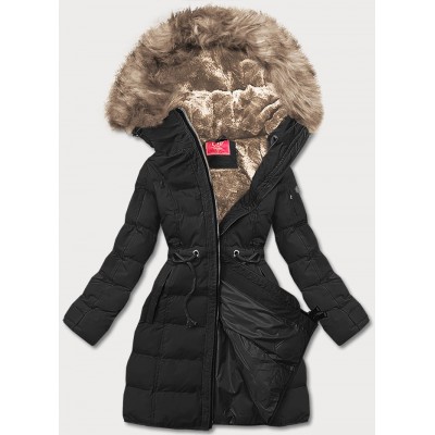 Dámska zimná bunda s kapucňou čierna  (M-21603)