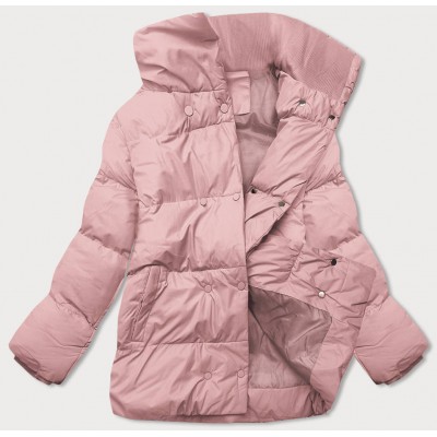 Krátka dámska zimná bunda ružová (5M729-46)