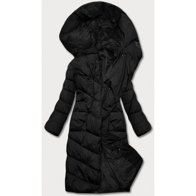 Dlhá dámska zimná bunda čierna (2M-033)