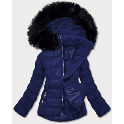 Krátka dámska zimná bunda tmavomodrá (5M723-215)