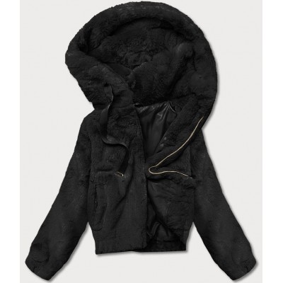 Krátka dámska bunda čierna (R8050-1)