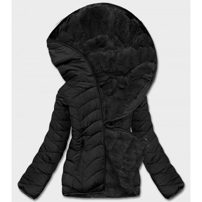 Dámska obojstranná zimná bunda čierna (2M-21507)