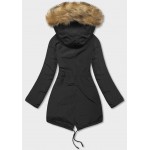 Dámska obojstranná zimná bunda čierno-karamelová (2M-21508)