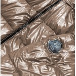 Dámska lakovaná zimná bunda svetlohnedá (B8039-12)