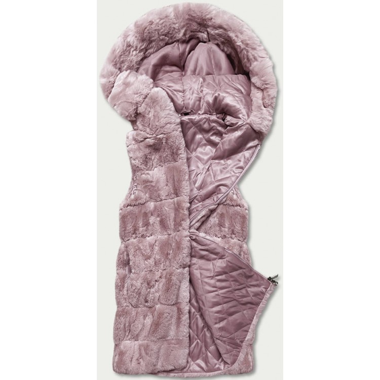 Dámska kožušinová vesta ružová (B8059-81)