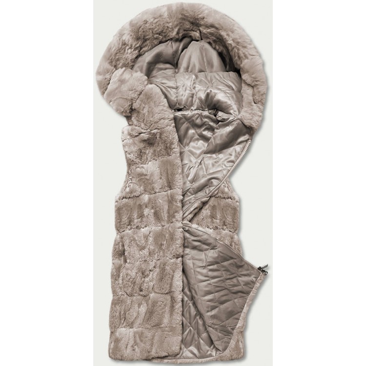 Dámska kožušinová vesta béžová (B8059-12)
