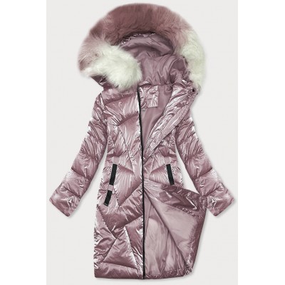 Dámska zimná bunda s kapucňou ružová (H-1105/52)