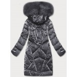 Dámska zimná bunda s kapucňou šedá (H-1105/62)