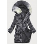 Dámska zimná bunda s kapucňou šedá (H-1105/62)