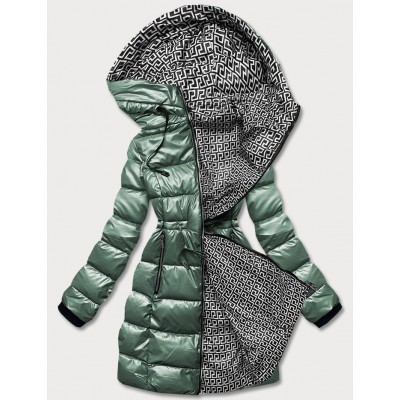 Dámska obojstranná zimná bunda zelená  (R8070)
