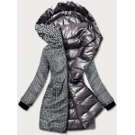Dámska obojstranná zimná bunda šedá (R8070)