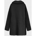Krátky vlnený dámsky kabát alpaka čierny (7108-1)