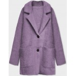Krátky vlnený dámsky kabát alpaka fialový (7108-1)