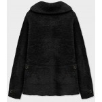 Krátky dámsky kabát alpaka tmavé čierny (537)