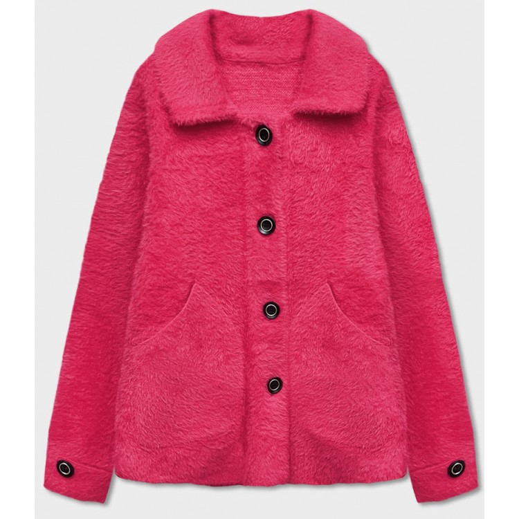 Krátky dámsky kabát alpaka tmavé ružový (537)