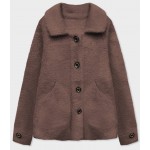 Krátky dámsky kabát alpaka tmavé čokoládový (537)