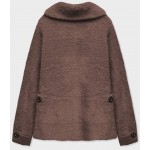Krátky dámsky kabát alpaka tmavé čokoládový (537)