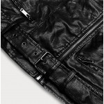 Dámska koženková bunda čierna  (HM39)