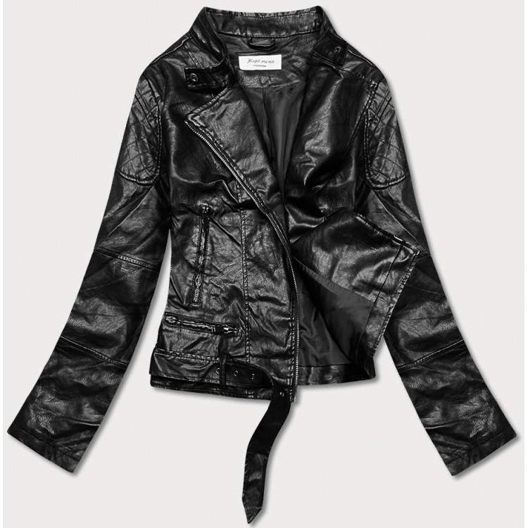 Dámska koženková bunda čierna  (HM39)