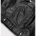 Dámska koženková bunda s golierom čierna (AX-808)