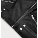 Krátka dámska koženková bunda čierna  (11Z8031)
