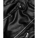 Krátka dámska koženková bunda čierna  (11Z8039)
