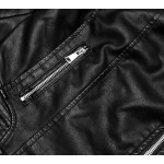 Krátka dámska koženková bunda čierna  (11Z8028)