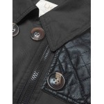 Dámsky kabát z kombinovaných materiálov čierny  (M206)