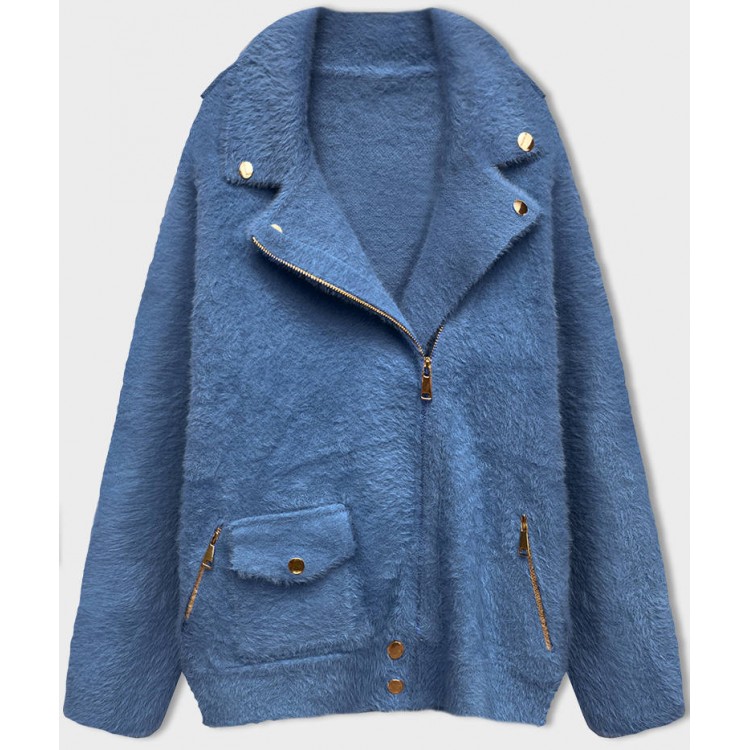 Krátky vlnený kabát modrý 2 (553)