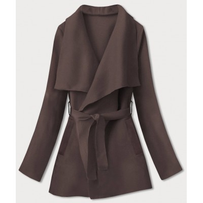 Dámsky minimalistický kabát čokoladový (758ART)