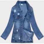 Dlhá dámska jeansová bunda modrá  (GD8728-LK)