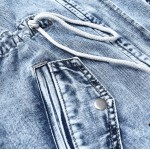 Voľná dámska jeansová bunda modrá  (POP7012-K)
