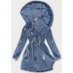 Dámska jeansová bunda s kapucňou modrá  (POP7011-K)