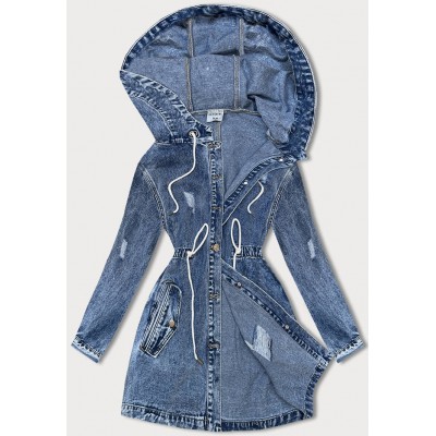 Dámska jeansová bunda s kapucňou modrá  (POP7011-K)